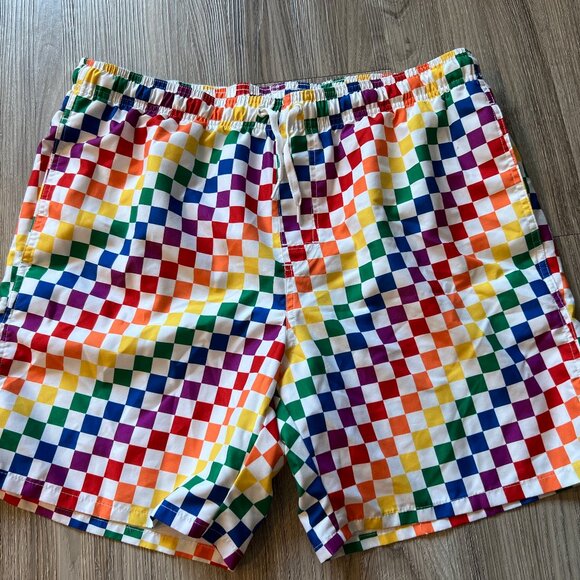 Men's Old Navy rainbow checker swim shorts - Picture 1 of 3